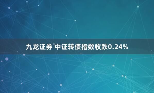 九龙证券 中证转债指数收跌0.24%